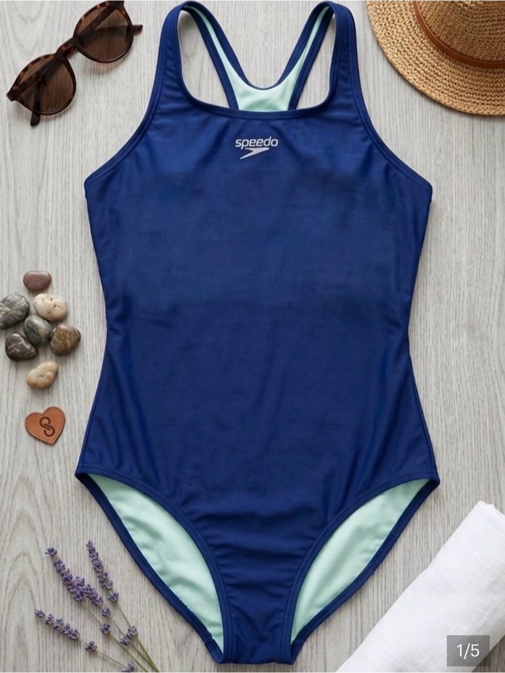 Speedo Navy Blue Swimsuit | Athletic Racerback | Fully Lined Girls Size 12